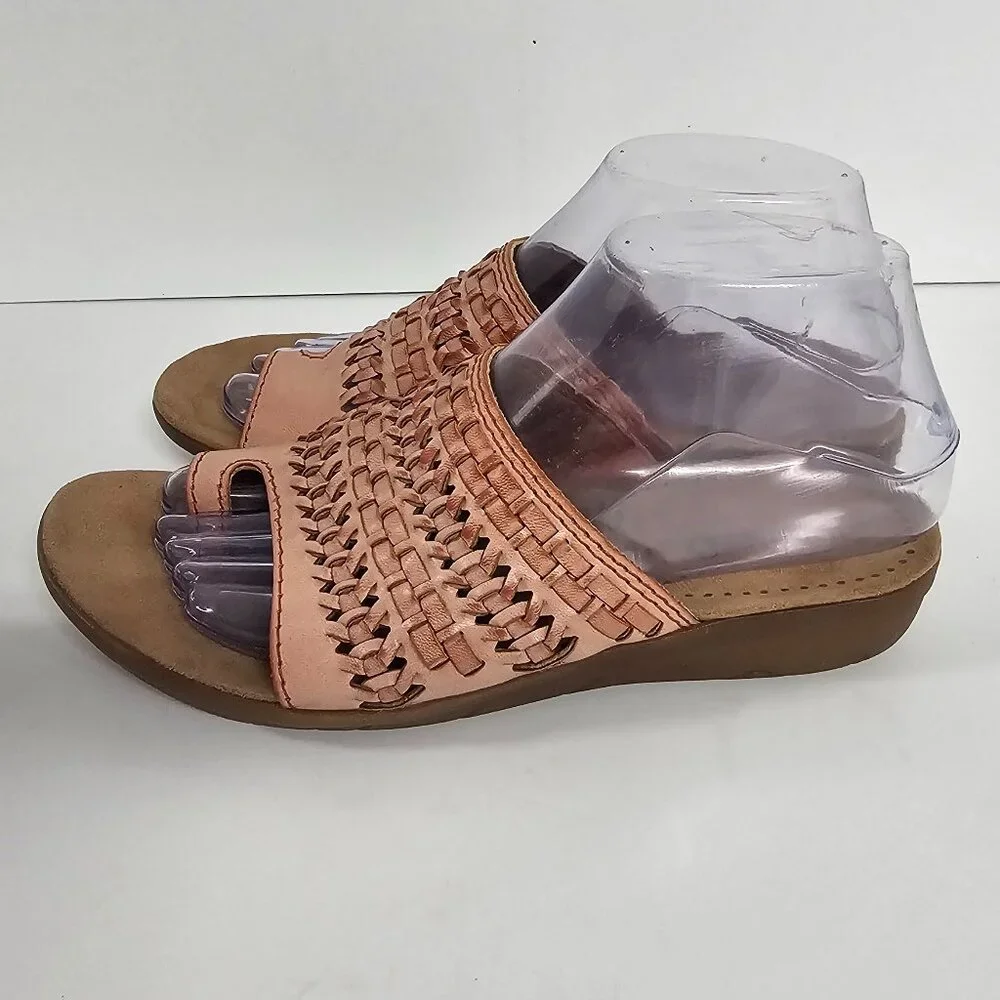 Baretraps Sandals Pink Slide Woven Boho Festival Casual Beach Comfy 7.5